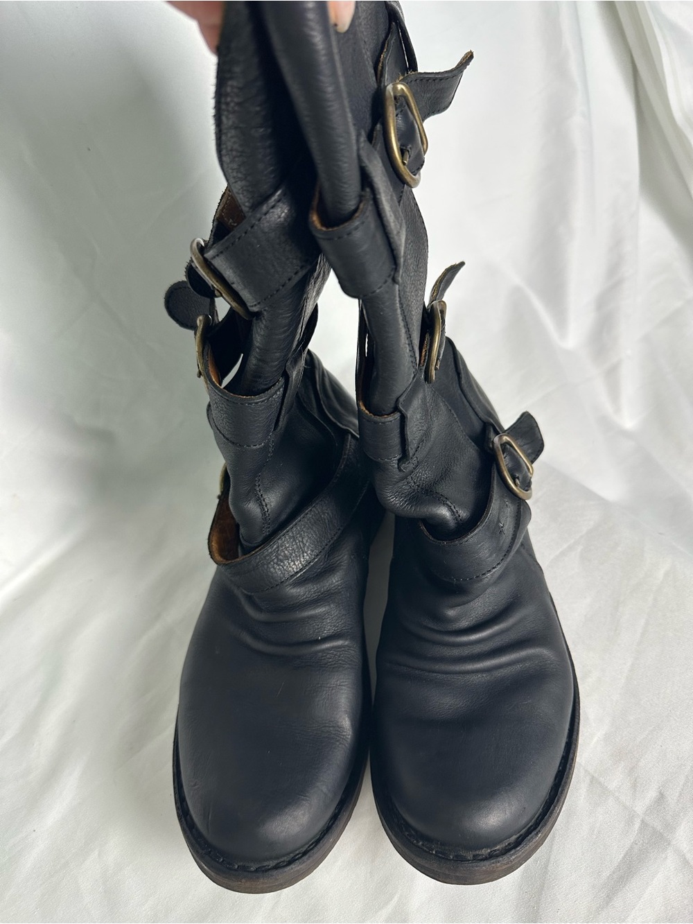 Fiorentini + Baker Women’s Black Leather Triple Buckle Biker Boots EU 36 US 6
